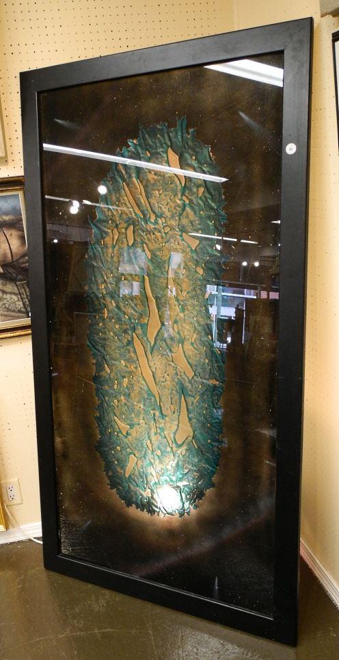 Glass Panel signed Rick Silas 2004, 34 7/8" x 68", "Cosmic Light".: Glass Panel signed Rick Silas 2004, 34 7/8" x 68", "Cosmic Light".