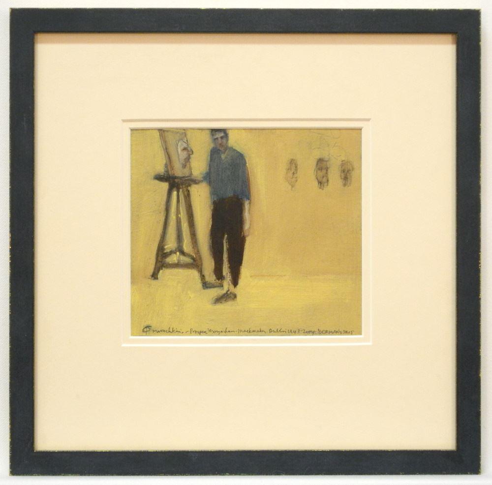 Mixed Media Signed (Rachel) Berman, 4 3/4" x 5 1/2", "Mnouchkin -....Mask Maker". (1 of 6)