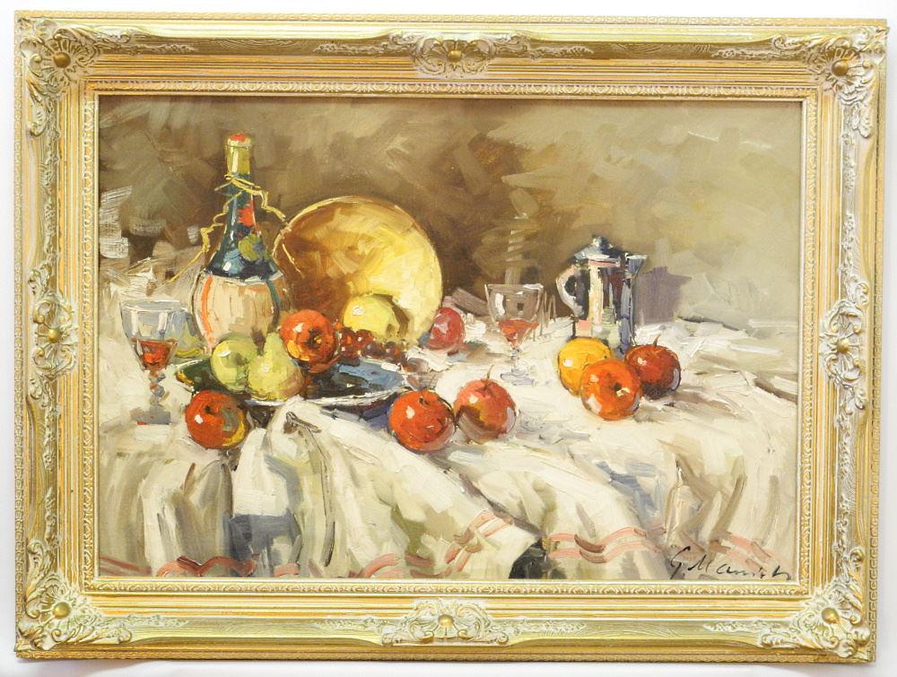 Oil on Canvas signed G (Geza) Marich, 17 1/2" x 25 1/2", "Still Life Fruit". (1 of 5)