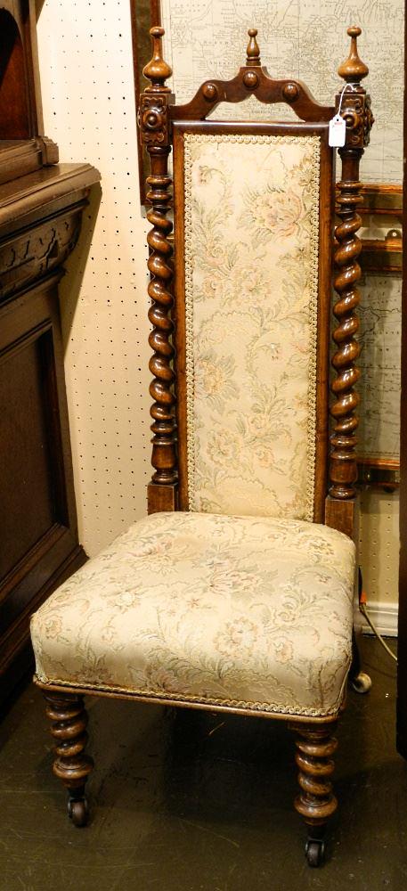 Mid-19th Century Barley Twist Hall Chair, 43 1/4" High.: Mid-19th Century Barley Twist Hall Chair, 43 1/4" High.