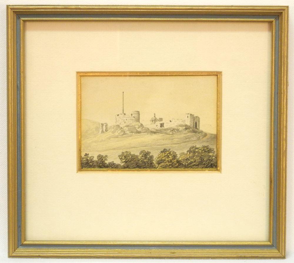 Watercolour Attributed to William Payne, 2 5/8" x 3 7/8", "Carisbrook Castle". (1 of 3)