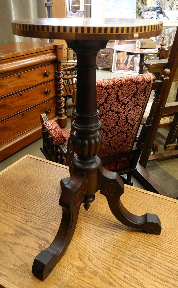 Victorian Inlaid Mahogany Jardiniere, 15"D.: Victorian Inlaid Mahogany Jardiniere, 15"D.