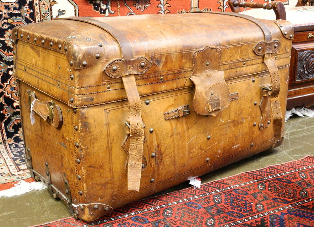 19th Century Leather Travel Chest. (1 of 5)