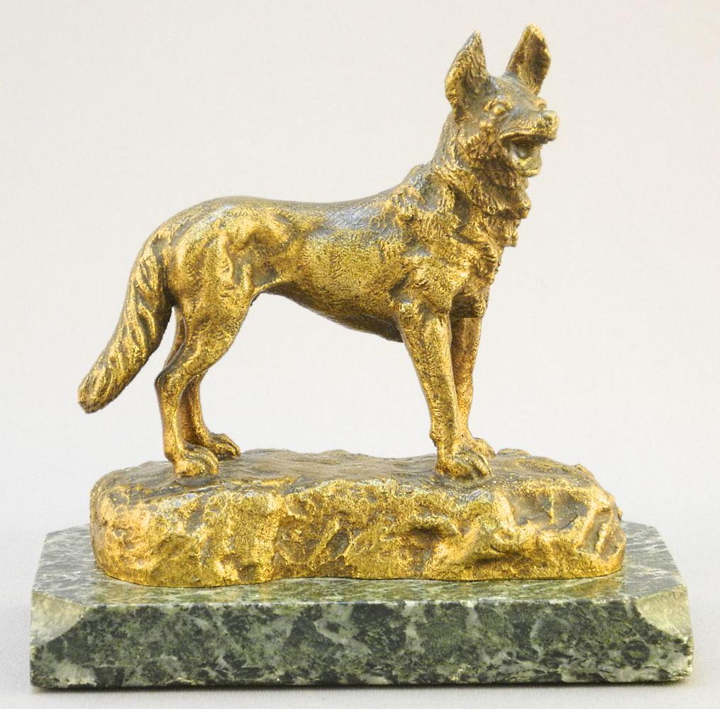 Bronze Figure Signed G. (Georges) Omerth, "Alsatian" 4 1/4 x 4 3/8 x 2 3/8. (1 of 7)