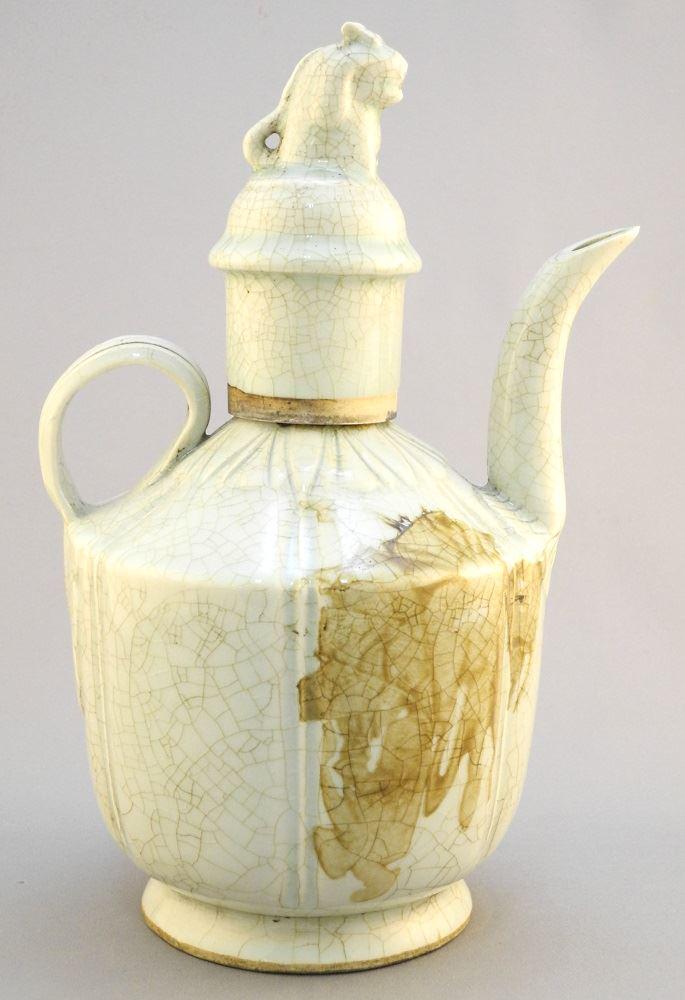 Chinese Greenware Earth Spirit Head Ewer, 9 3/4" high. (1 of 6)