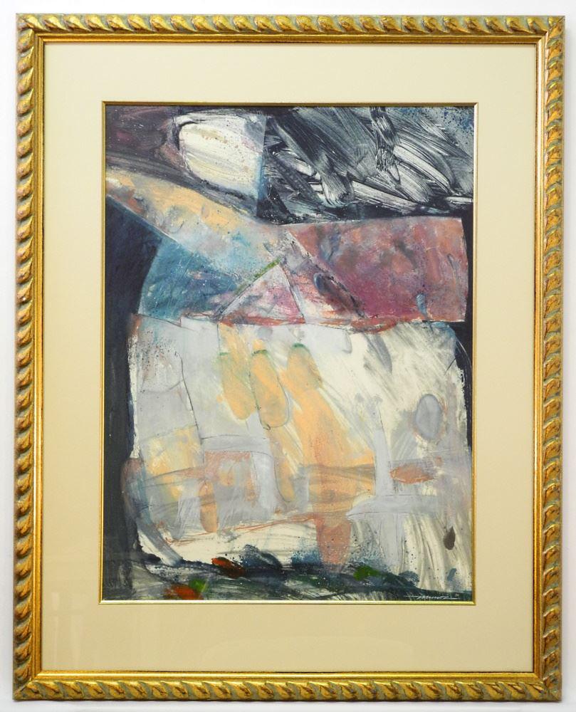 Watercolour signed (Lucio) Munoz 84, 24" x 17 1/2", "Abstract".: Watercolour signed (Lucio) Munoz 84, 24" x 17 1/2", "Abstract".