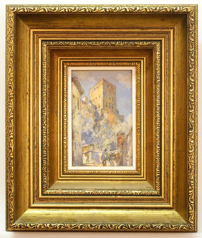 Watercolour Signed (George Owen Wynne) Apperley, "Man Walking Donkey" 6 3/4"X4 1/4". (1 of 3)