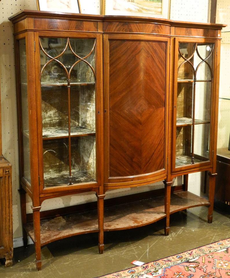 Edwardian Bow Front Mahogany Cabinet, 54" wide.: Edwardian Bow Front Mahogany Cabinet, 54" wide.