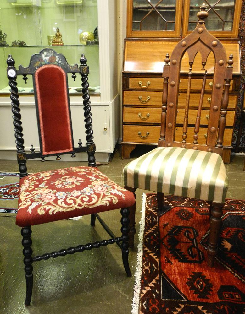 Two Nursing Chairs: Gothic & Embossed, 43 & 35 1/2" High (1 of 2)