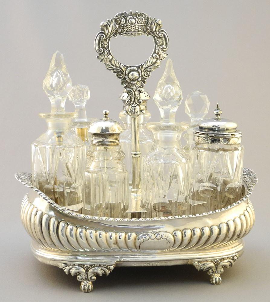 Georgian Silver Cruet with Mixed Bottles, 8 1/2 Wide (1 of 7)