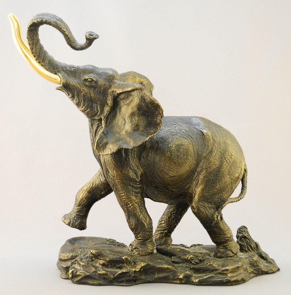 Franklin Mint Bronze Elephant, With Gilt Tusks 9 1/4" X 10 3/4" X 3 7/8" (1 of 5)