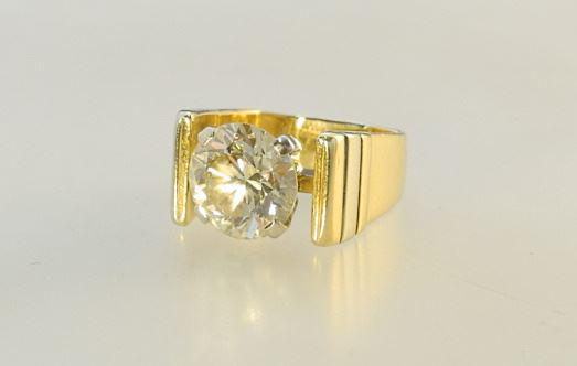 14K Custom Made Ring Set with One Round 5.4 ct Brilliant Cut Diamond, VVS-P/Q. (1 of 9)