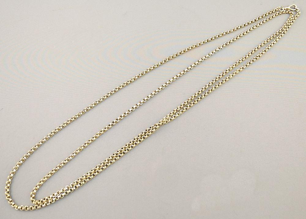 9 Ct. Box Link Chain, 56 3/4"L - 36.6 Gr. (1 of 5)
