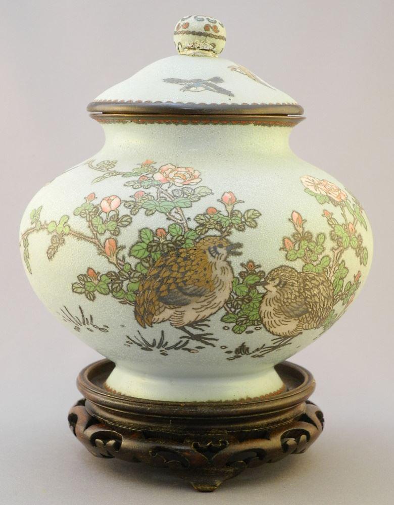 Japanese Cloisonne Vase On Stand, Vase 7". (1 of 11)