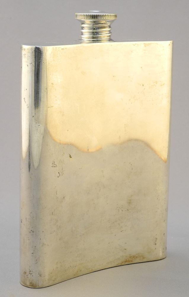 Sterling Silver (marked) Flask, 6 3/8" X 4 1/8" X 1 1/8". (1 of 8)