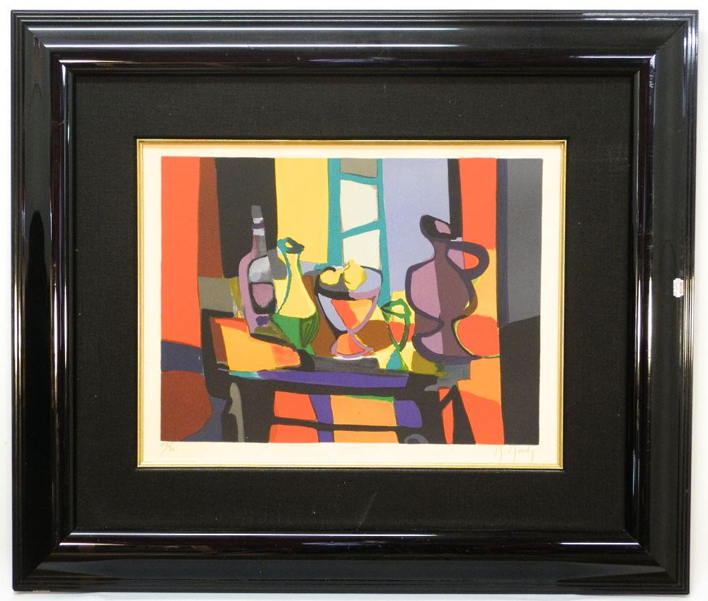 Lithograph Signed Mouly, 14 1/2" x 19", "Cubist Still Life". (1 of 3)