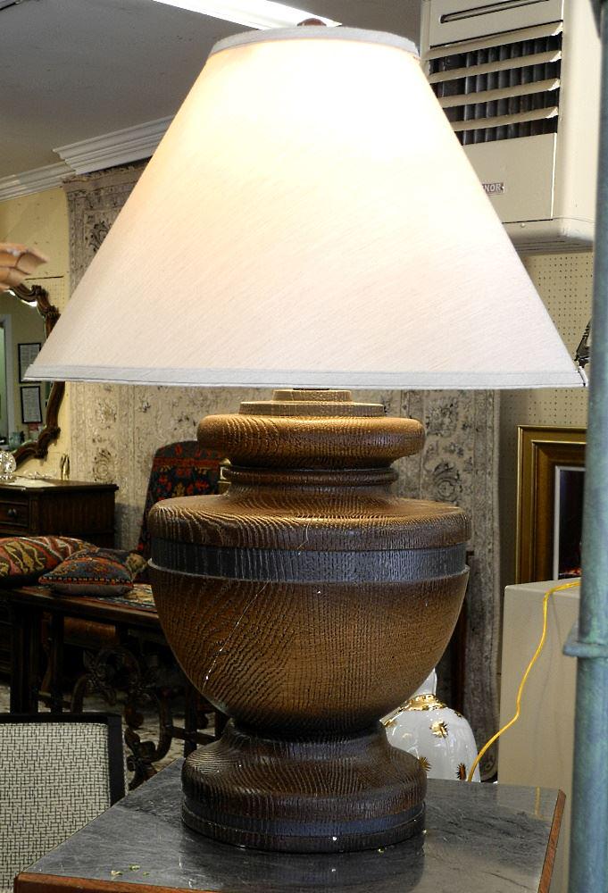 Oak Baluster Form Table Lamp, 30"h. (1 of 2)