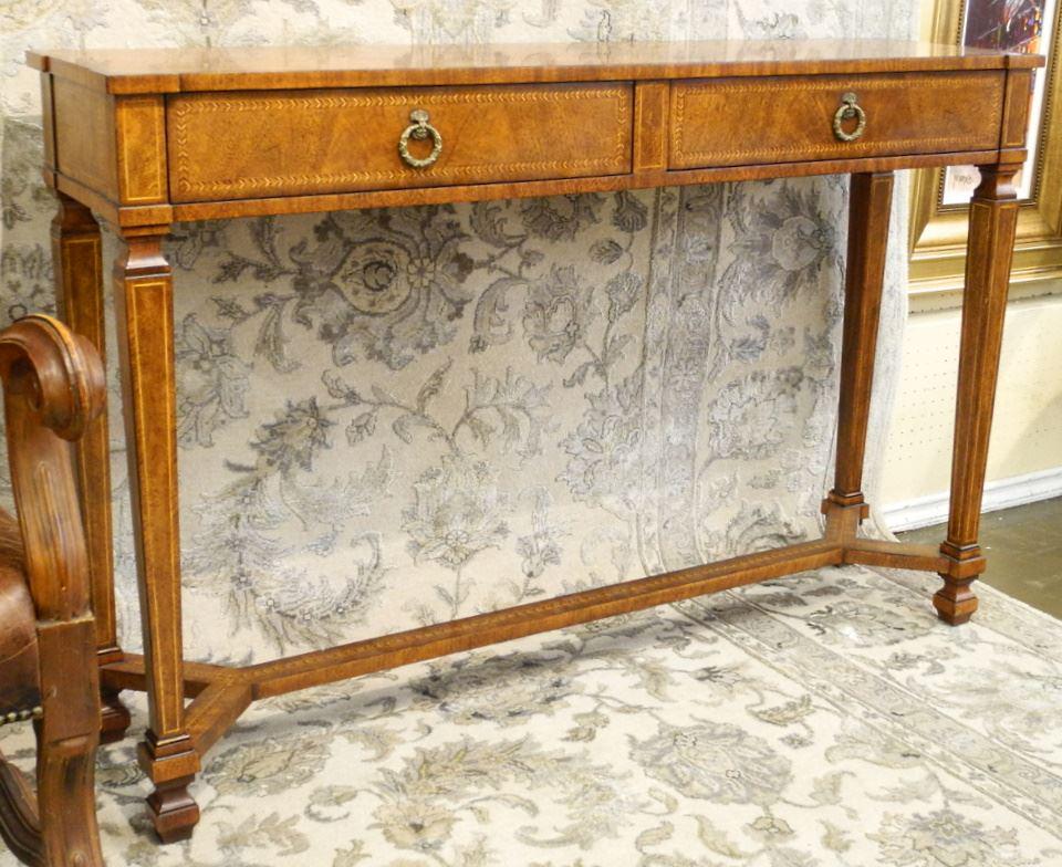 Windsor Collection Empire Walnut Two Draw Console Table, 55" Wide. (1 of 3)