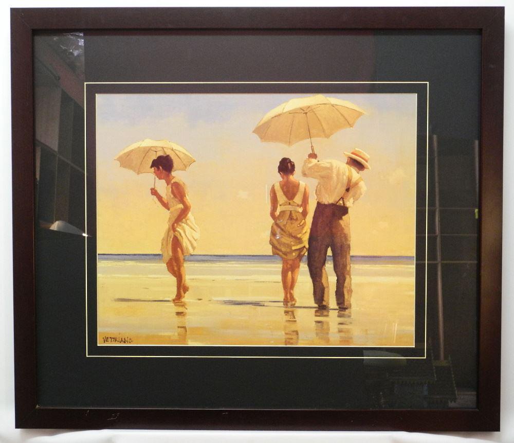 Colored Print Signed (Jack) Vettriano, 18" 3/4 x 23 3/4", "Mad Dogs". (1 of 3)