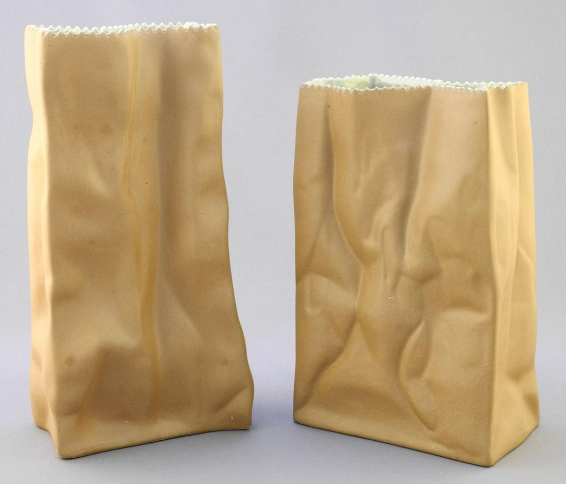 Two Rosenthal Porcelain Paper Bags, 7 1/2" & 8 3/4" H. (1 of 4)