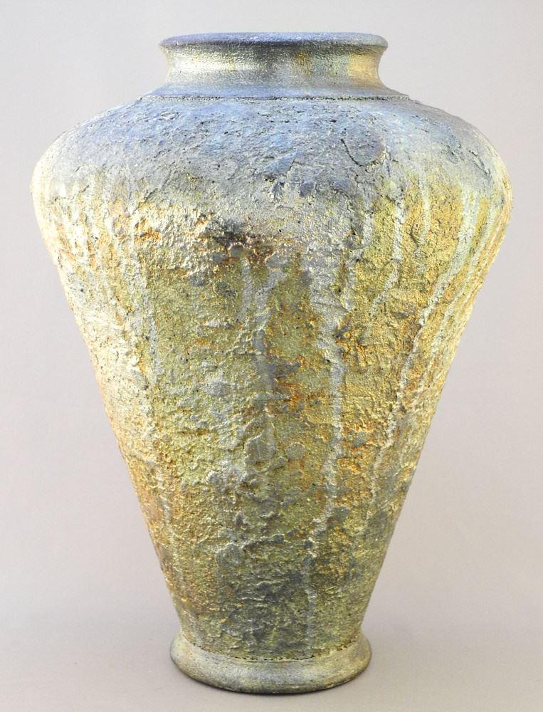 Raku Vase Signed John Pickering (AM), 12 1/2". (1 of 4)