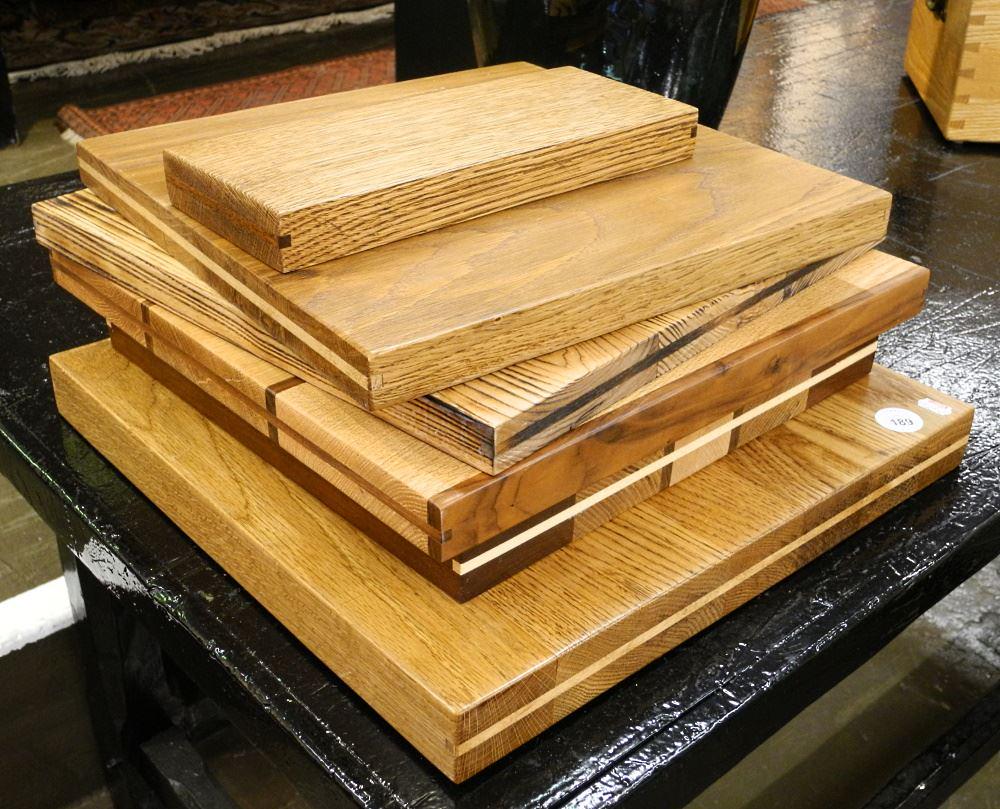 Collection of 5 Various Wood Stands/ Cutting Boards, Widest 16 3/4". (1 of 1)