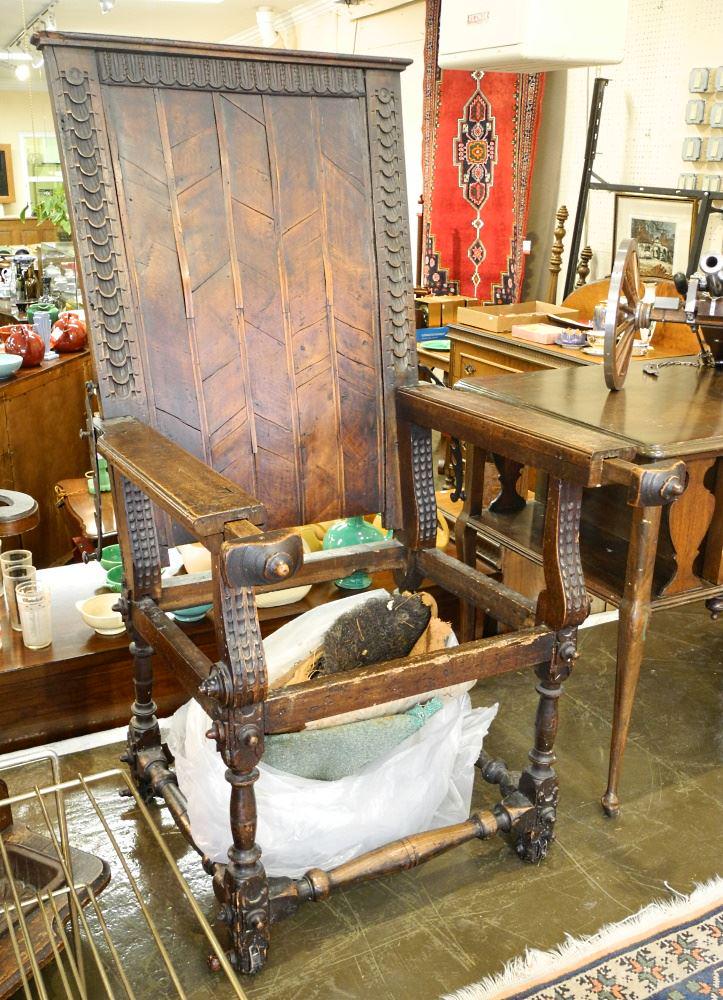 Antique Armchair, 55" H: Antique Armchair, 55" H