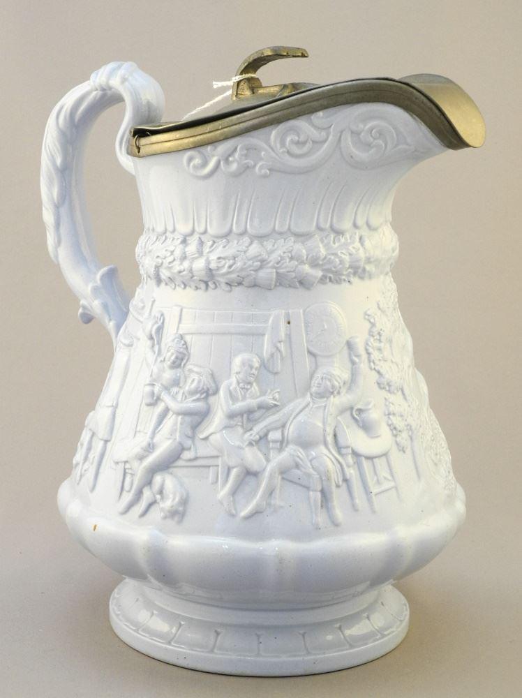 W. Ridgway & Co October 1, 1835 Blue Glazed Staffordshire Pitcher, 9 1/4" H. (1 of 3)