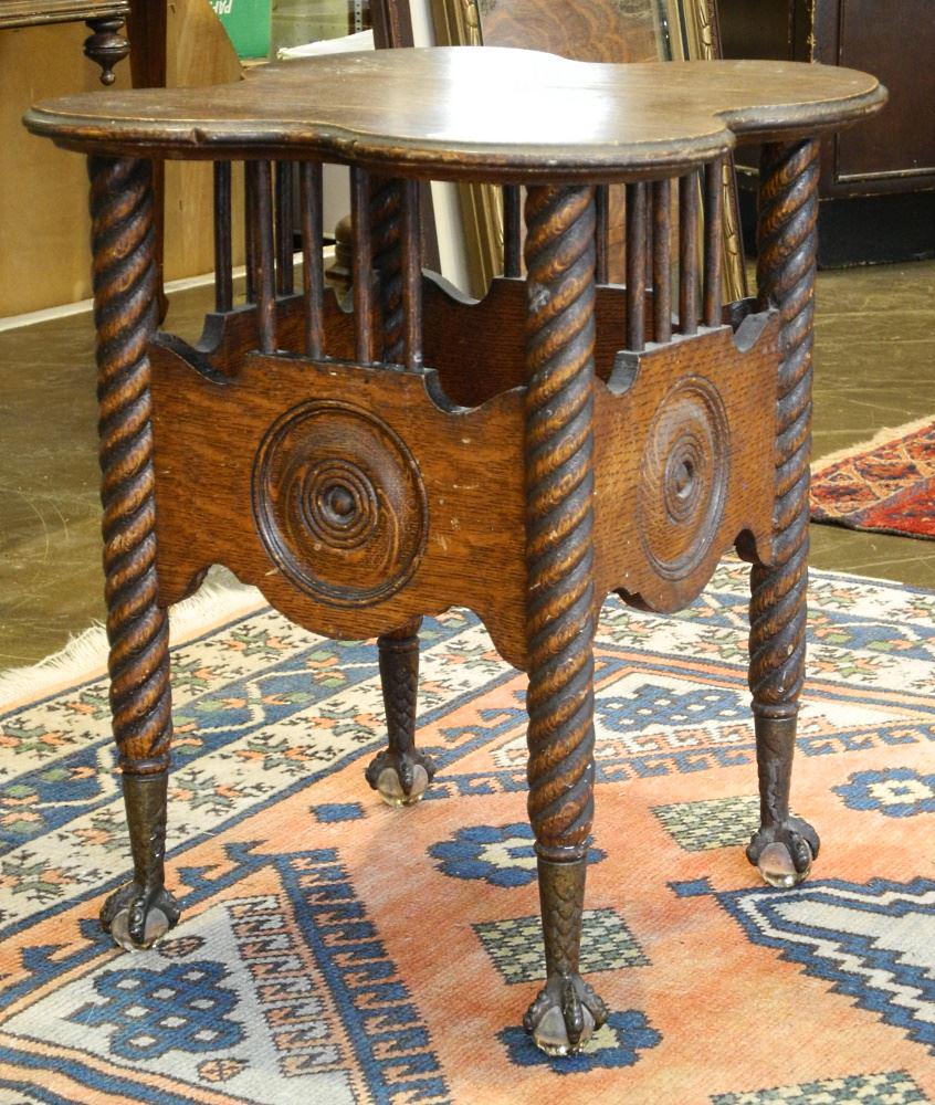 Golden Oak Glass Ball & Claw Tabouret Table 18 1/8" H. (1 of 2)