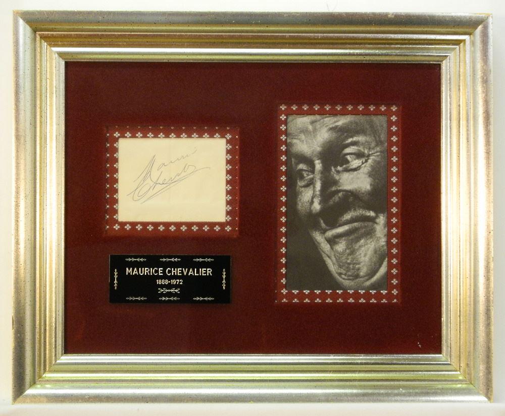 Autograph Signature:  Maurice Chevalier in Photograph Frame 12" X 15 1/2". (1 of 2)
