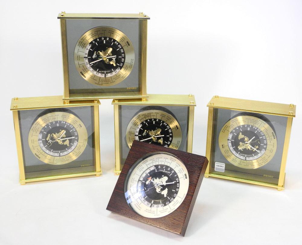 5 Seiko World-Time Clocks, 8 5/8" H. (1 of 2)