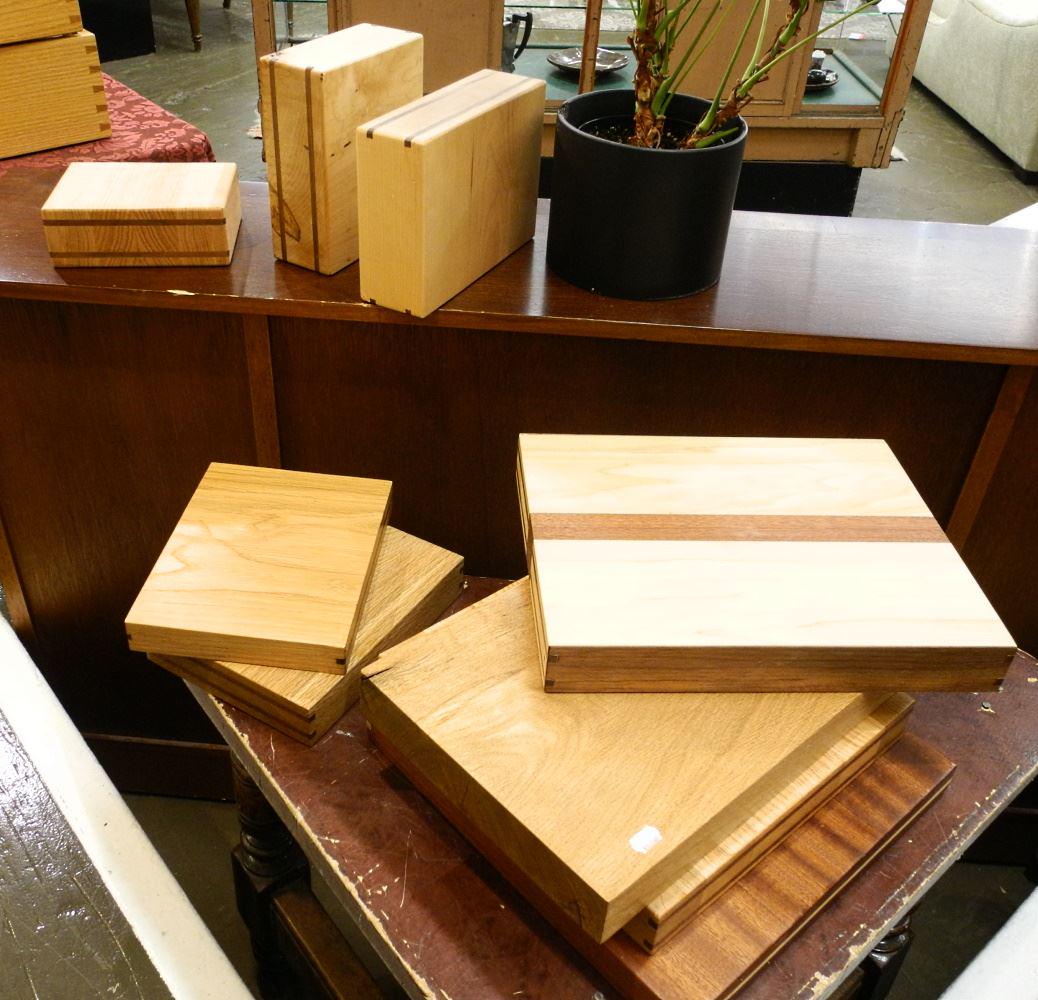 Collection of 9 Various Wood Stands & Cutting Boards Widest 15 1/2". (1 of 2)