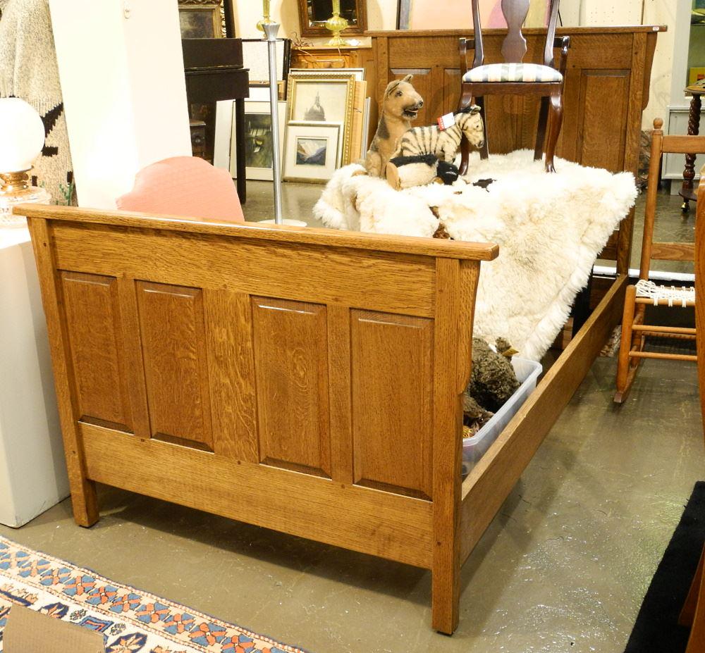 Arts & Crafts Style Bedframe, 47 1/2" W.: Arts & Crafts Style Bedframe, 47 1/2" W.