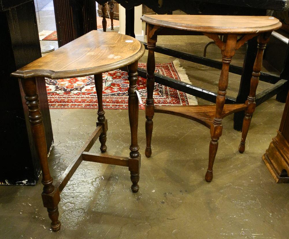 2 Walnut "D" End Tables.: 2 Walnut "D" End Tables.