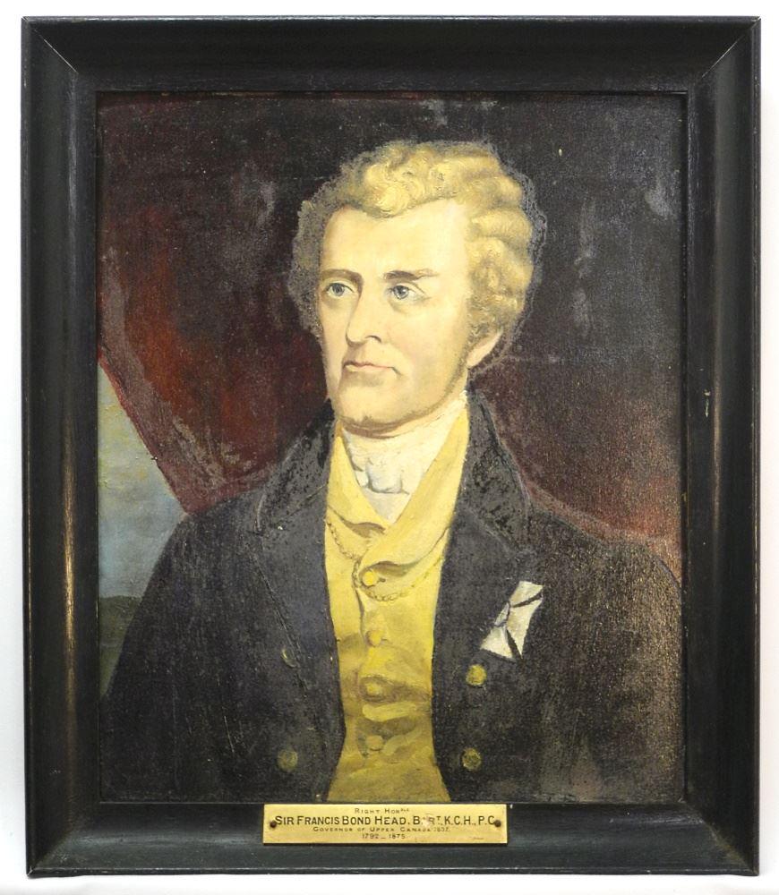 Unsigned Oil Board, 23 1/2 X 19 1/2" Sir Francis Bond Head" (1 of 4)