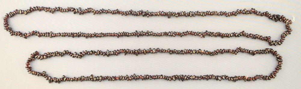 Two Stands of Polished Garnet Pebble 26 & 31"L (1 of 2)