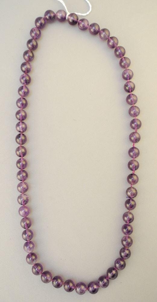 Strand of Uniform Amethyst Beads, 12" length.: Strand of Uniform Amethyst Beads, 12" length.