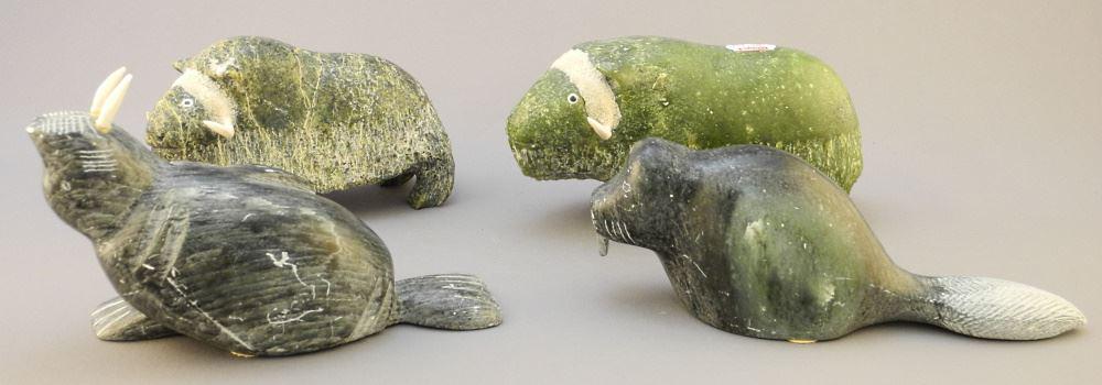 Group of Inuit Stone Carvings, Largest 6 1/2". (1 of 5)
