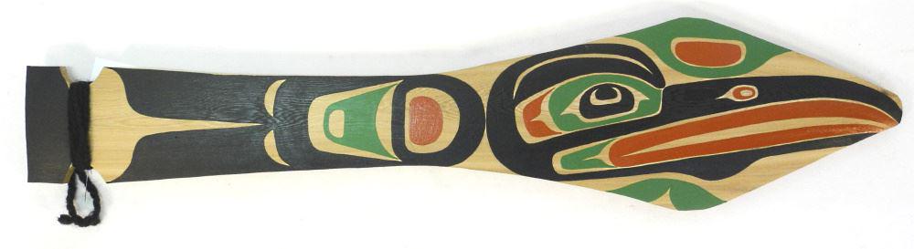 Squamish "Raven" Paddle Signed Shane F. Baker 2022, 22 5/8"l. (1 of 3)