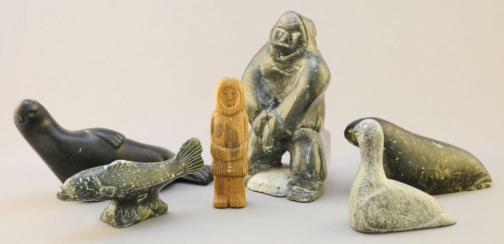 Collection of Inuit Hardstone items; 6 carvings. (1 of 5)