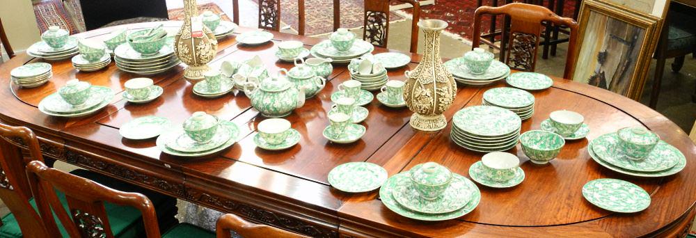 Collection of Chinese Green Glazed "Prunus Bough" Dishes. (1 of 6)