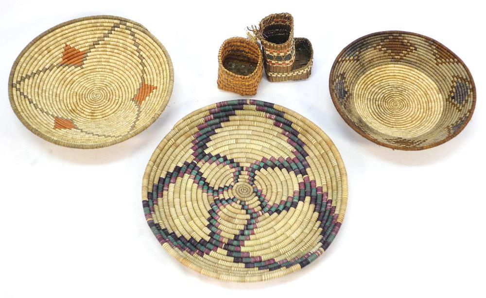 Collection of Northwest Coast and Grass Baskets.: Collection of Northwest Coast and Grass Baskets.
