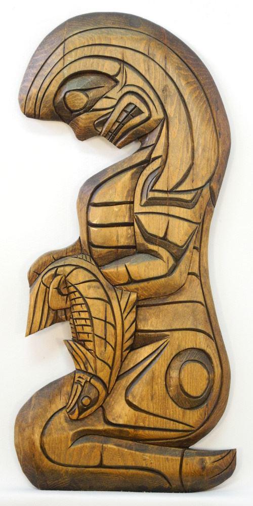 Coast Salish Plaque Carving signed by Norman Mitchell, 15 3/8"H: Coast Salish Plaque Carving signed by Norman Mitchell, 15 3/8"H