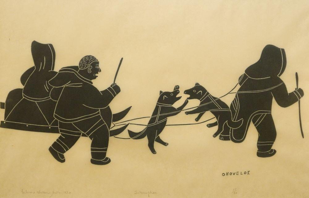 Stone Print Signed Ohovelok in Plate "Interruption" #25/50 14 3/8" X 22 7 /8". (1 of 4)