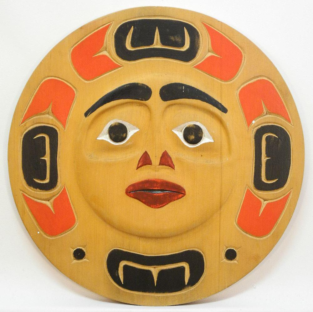 Northwest Coast Unsigned Cedar Plaque, 14 1/2", "Moon". (1 of 1)