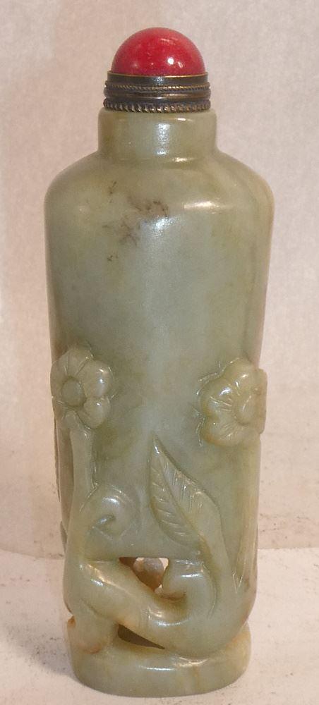 Pale White Jade Snuff Bottle, L 3 1/2". (1 of 4)