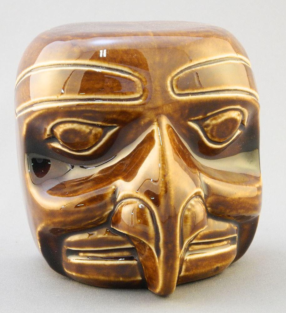 Pottery "100 Eagle Head" Signed H.H. (Henry Hunt) 4" X 4". (1 of 3)