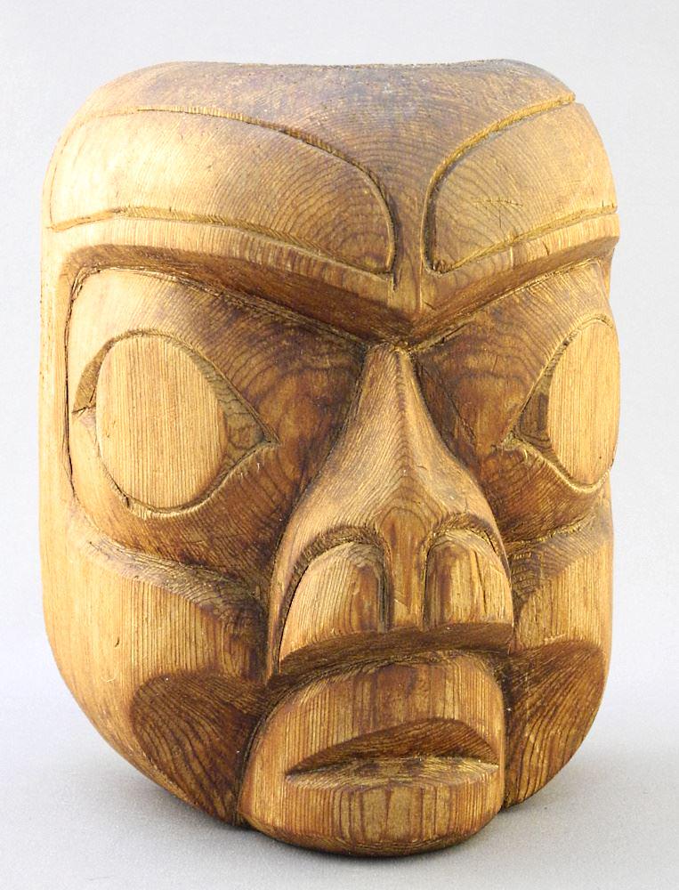Kwagiuth Carved Cedar Mask, Style Carving, unsigned 6 1/4"H. (1 of 3)