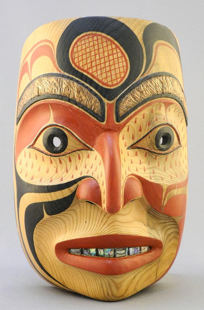 Northwest Coast Style "Human" Mask signed Paul Johnny, 10 1/8" x 6 7/8" x 3 1/4". (1 of 5)