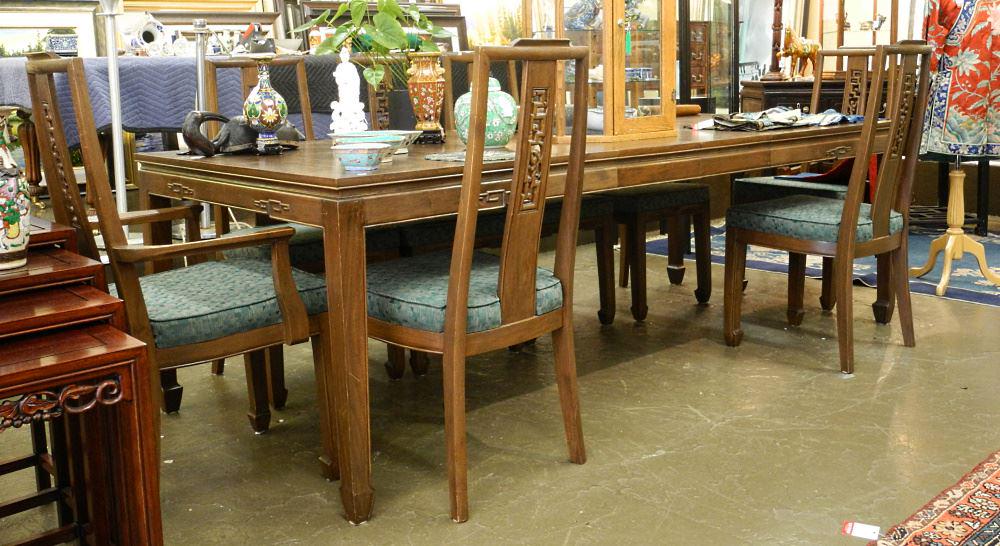 Chinese Hardwood Table & Chairs.: Chinese Hardwood Table & Chairs.